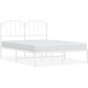 vidaXL - Bedframe - met - hoofdbord - metaal - witx200 - cm