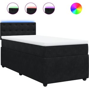 vidaXL - Boxspring - met - matras - fluweel - zwartx200 - cm