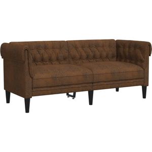 vidaXL Tweezitsbank Chesterfield-stijl stof bruin