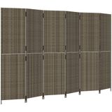 vidaXL-Kamerscherm-6-panelen-poly-rattan-grijs