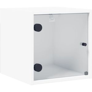 vidaXL Nachtkastje met glazen deur 35x37x35 cm wit