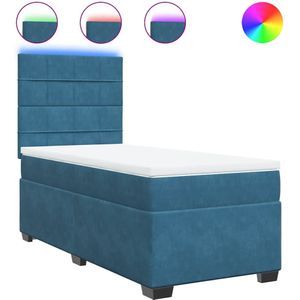 vidaXL - Boxspring - met - matras - fluweel - blauwx200 - cm