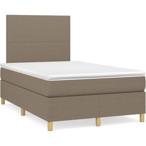 vidaXL Boxspring met matras stof taupe 120x200 cm