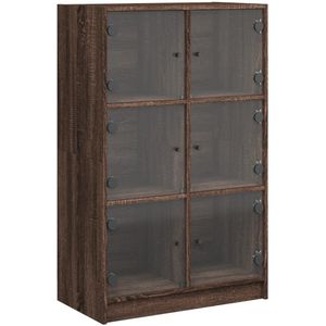 vidaXL Hoge kast met deuren 68x37x109 cm bewerkt hout bruin eikenkleur