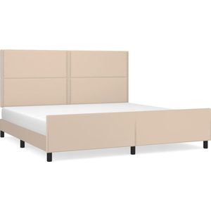 vidaXL Bedframe met hoofdbord kunstleer cappuccinokleurig 200x200 cm