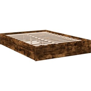 vidaXL Bedframe met lades bewerkt hout gerookt eikenkleurig 120x200 cm