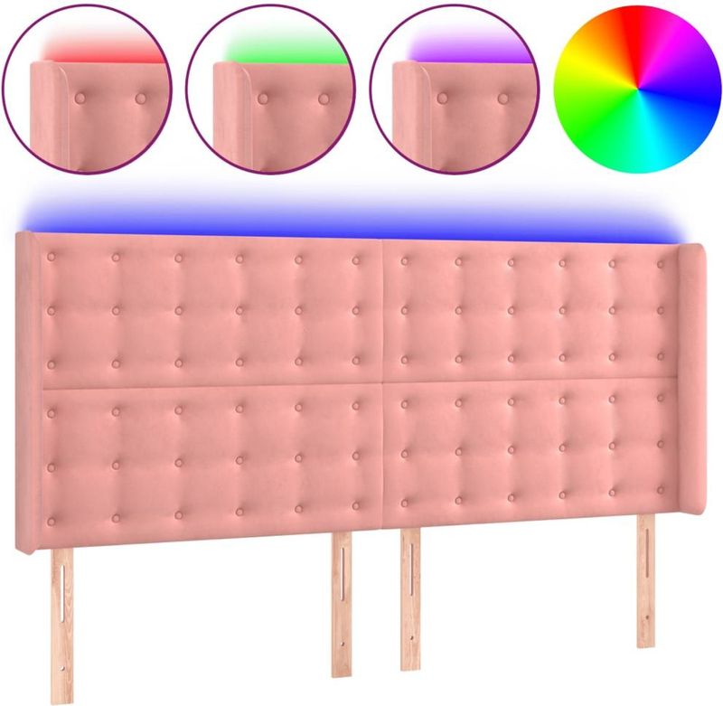 vidaXL - Hoofdbord - LED - 183x16x118/ - cm - fluweel - roze