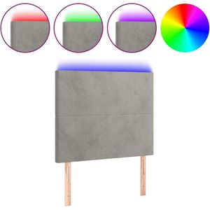 vidaXL Hoofdbord LED 80x5x118/128 cm fluweel lichtgrijs