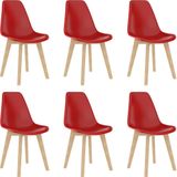 vidaXL - Eetkamerstoelen - 6 - st - kunststof - rood