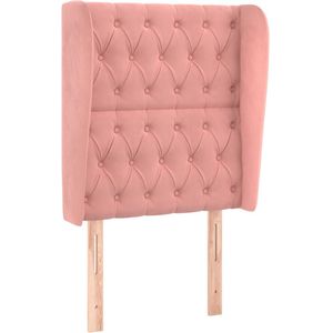 vidaXL Hoofdbord met randen 83x23x118/128 cm fluweel roze