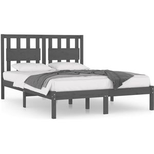 vidaXL Bedframe massief grenenhout grijs 200x200 cm