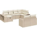 vidaXL 10-delige Loungeset met kussens poly rattan beige