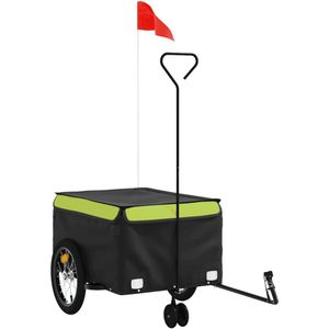 vidaXL Fietstrailer 45 kg ijzer zwart en groen