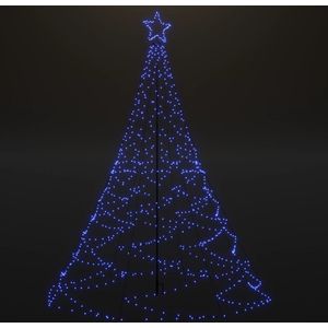 vidaXL Kerstboom met metalen paal en 500 blauwe LED's 3 m