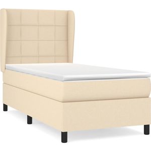 vidaXL Boxspring met matras stof crèmekleurig 80x200 cm