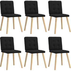 vidaXL - Eetkamerstoelen - 6 - st - stof - zwart