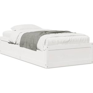 vidaXL Bedframe zonder matras massief grenenhout wit 90x200 cm