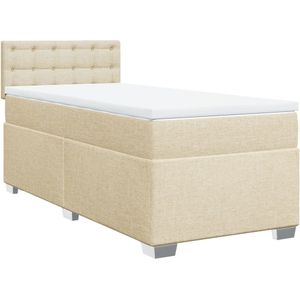 vidaXL Boxspring met matras stof crèmekleurig 80x200 cm