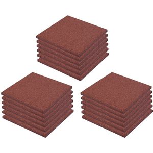 vidaXL Valtegels 18 st 50x50x3 cm rubber rood