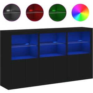 vidaXL Dressoir met LED-verlichting 181,5x37x100 cm zwart