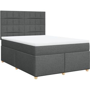 vidaXL Boxspring met matras stof donkergrijs 160x200 cm