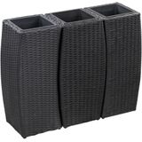 VidaXL Verhoogde 3 ST Poly Rattan Zwarte Plantenbak