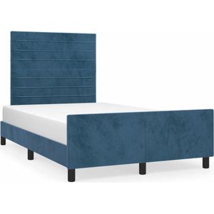 vidaXL Bedframe zonder matras 120x190 cm fluweel donkerblauw