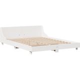 vidaXL Bedframe zonder matras massief grenenhout wit 140x190 cm