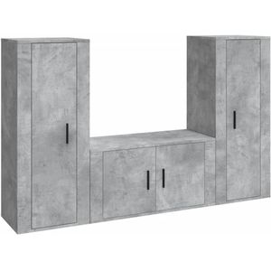 vidaXL 3-delige Tv-meubelset bewerkt hout betongrijs