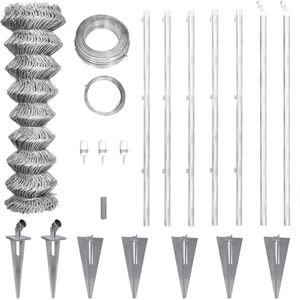 vidaXL - Gaashek - met - palen - 15x1 - m - gegalvaniseerd - staal
