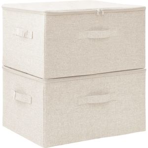 vidaXL-Opbergboxen-2-st-43x34x23-cm-stof-crèmekleurig