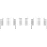 vidaXL Tuinhek met speren bovenkant (0,5-0,75)x5,1 m staal zwart