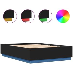 vidaXL Bedframe met LED-verlichting bewerkt hout zwart 160x200 cm