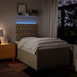 vidaXL Boxspring met matras stof crèmekleurig 120x190 cm