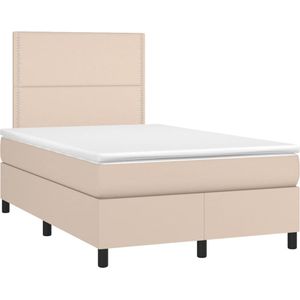 vidaXL Boxspring met matras kunstleer cappuccinokleurig 120x190 cm