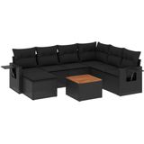 vidaXL 8-delige Loungeset met kussens poly rattan zwart