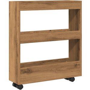 vidaXL - Opbergtrolley - 3-laags - Bewerkte Hout - Eikenkleurig