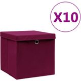 vidaXL-Opbergboxen-met-deksel-10-st-28x28x28-cm-donkerrood