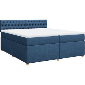 vidaXL Boxspring met matras stof blauw 200x200 cm