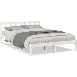 vidaXL Bedframe extra lang zonder matras grenenhout wit 140x210 cm