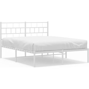 vidaXL-Bedframe-met-hoofdbord-metaal-wit-150x200-cm