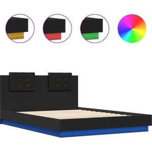 vidaXL Bedframe met hoofdeinde en LED-verlichting zwart 120x200 cm