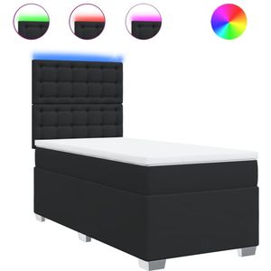 vidaXL Boxspring met matras kunstleer zwart Single