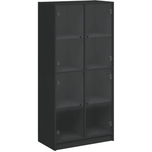 vidaXL Hoge kast met deuren 68x37x142 cm bewerkt hout zwart