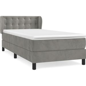 vidaXL Boxspring met matras fluweel lichtgrijs 80x200 cm