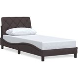 vidaXL Bedframe zonder matras 90x200 cm stof donkerbruin