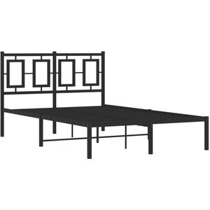 vidaXL Bedframe met hoofdbord metaal zwart 120x200 cm