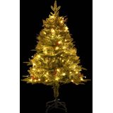 vidaXL Kerstboom met LED's en dennenappels 150 cm PVC en PE groen - Energiezuinige verlichting en optimale stabiliteit