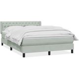 vidaXL Boxspring met matras fluweel lichtgrijs 140x210 cm