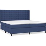 vidaXL Boxspring met matras stof blauw 200x200 cm